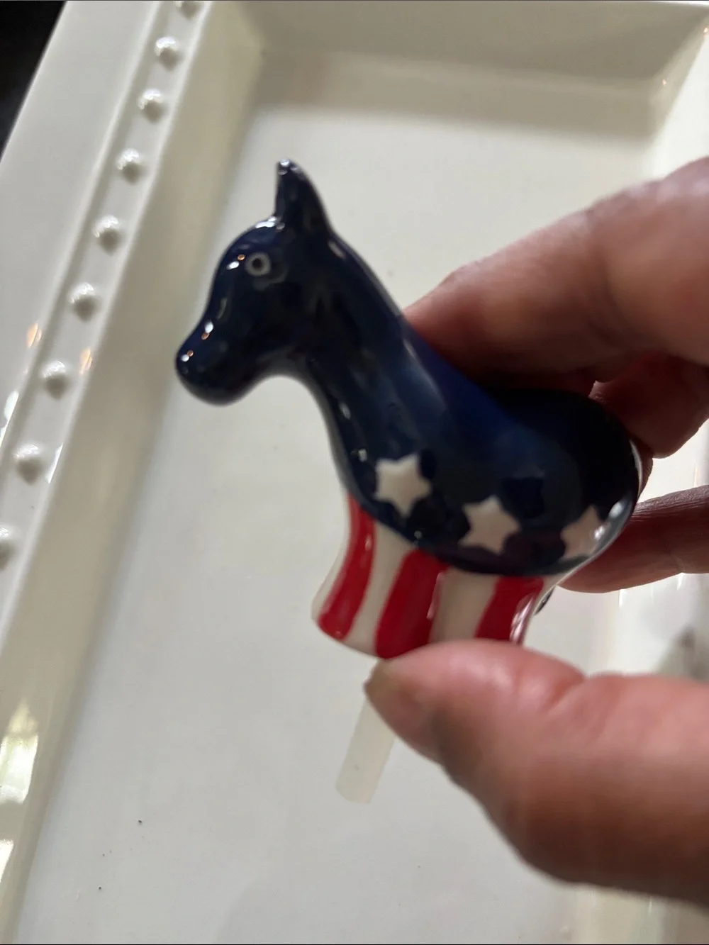 Patriotic Donkey Ceramic Accent - Blue, Red & White NWOT Cake topper USA!